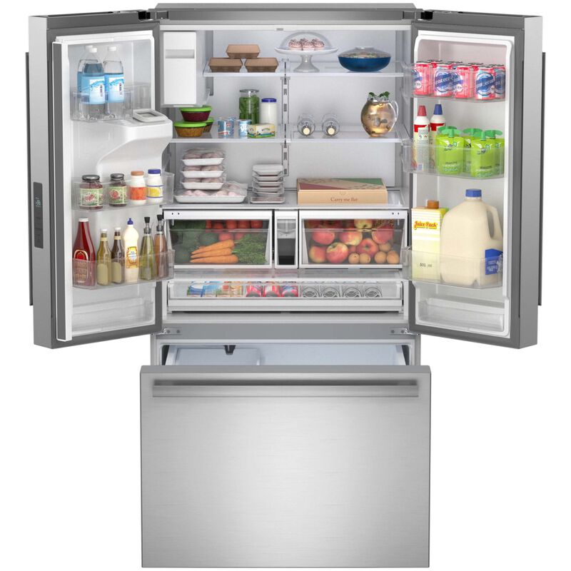 Sharp 36 in. 28.9 cu. ft. Garage-Ready French Door Refrigerator with Ice & Water Dispenser - Stainless Steel, , hires