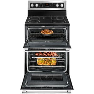 Maytag 30 in. 6.7 cu. ft. True European Convection Double Oven Electric Range with Radiant Burners - Fingerprint Resistant Stainless, , hires