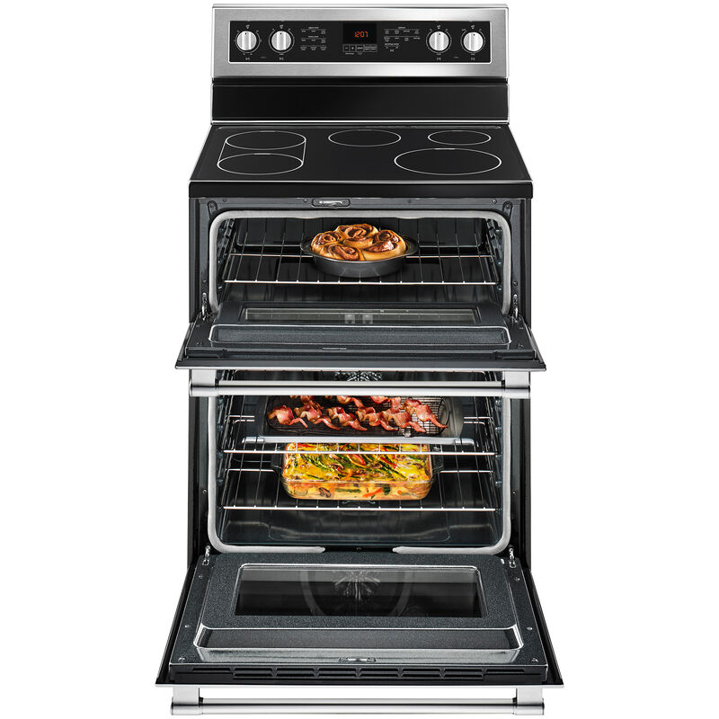 Maytag 30 in. 6.7 cu. ft. True European Convection Double Oven Electric Range with Radiant Burners - Fingerprint Resistant Stainless, , hires