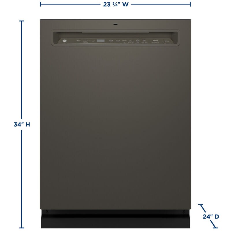 GE 24 in. Front Control Dishwasher with 47 dBa Sound Level, 3rd-Rack, Dry Boost & Pocket - Slate, Slate, hires