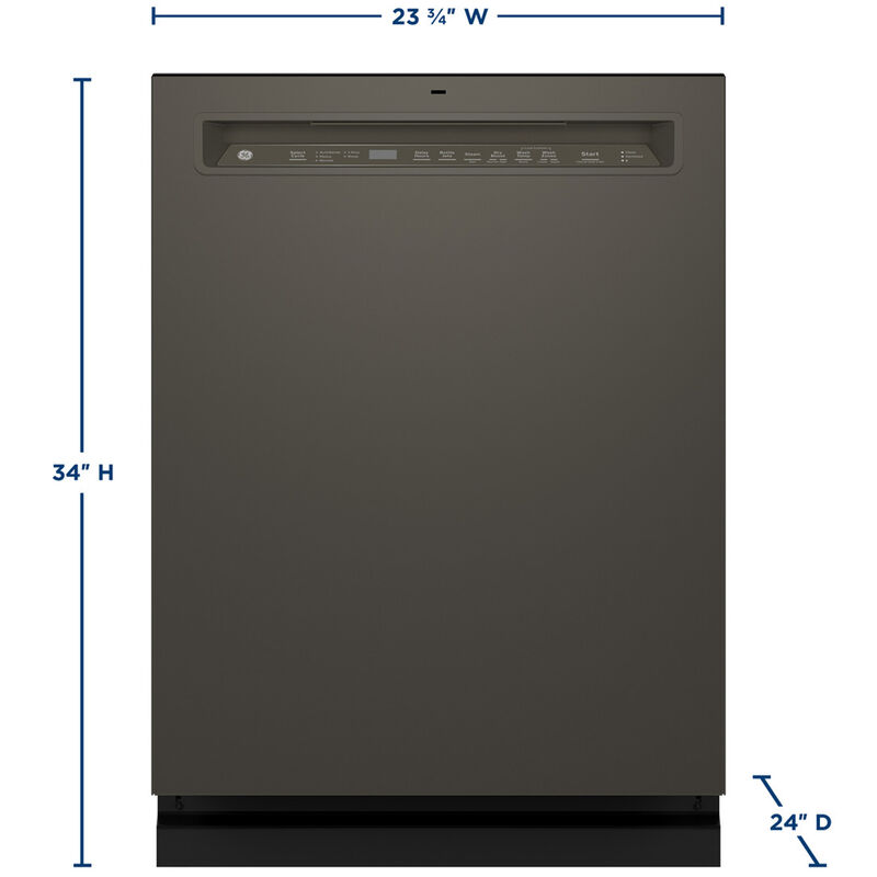 GE 24 in. Built-In Dishwasher with Front Control, 47 dBA Sound Level, 16 Place Settings, 5 Wash Cycles & Sanitize Cycle - Slate, Slate, hires