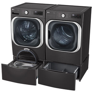 LG 29 in. 9.0 cu. ft. Smart Stackable Electric Dryer with Built-In Intelligence, TurboSteam Technology & Sensor Dry - Black Steel, Black Steel, hires