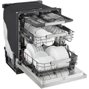 LG 24 in. Top Control Flush-Mount Smart Dishwasher with 44 dBA Sound Level, 3rd-Rack, AutoVent Dry, Dynamic Heat Dry & Pocket Handle - PrintProof Stainless Steel, , hires