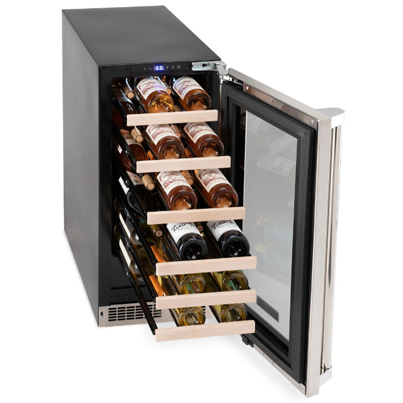 Viking 5 Series 15 in. 2.7 cu. ft. Compact Built-In/Freestanding Wine Cooler with 24 Bottle Capacity, Single Temperature Zone & Digital Control - Stainless Steel, , hires