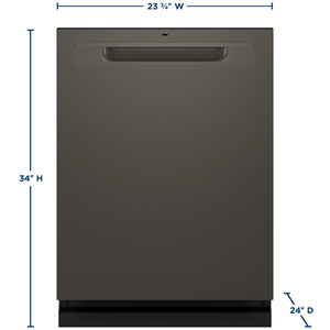 GE 24 in. Built-In Dishwasher with Top Control, 45 dBA Sound Level, 16 Place Settings, 5 Wash Cycles & Sanitize Cycle - Slate, Slate, hires