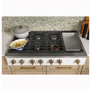 Cafe 48 in. 6-Burner Natural Gas Rangetop with Griddle, Simmer Burner & Power Burner - Matte Black, Matte Black, hires