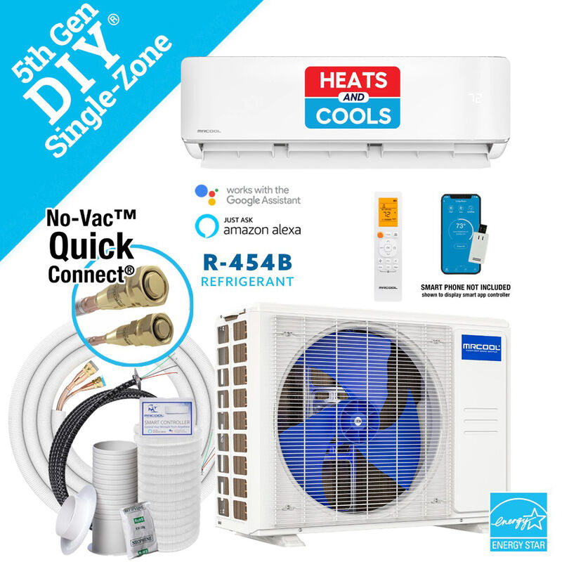 MRCOOL DIY 5th Gen 24,000 BTU 230V Single-Zone Smart Energy-Star Ductless Mini-Split Air Conditioner with 25 ft. Install Kit for up to 1050 Sq. Ft, , hires