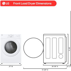 LG 27 in. 7.4 cu. ft. Smart Stackable Electric Dryer with Sensor Dry & AI Dry - White, , hires