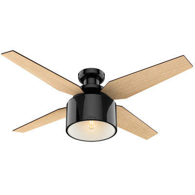 Hunter Cranbrook 52 in. Low Profile Ceiling Fan with LED Light Kit and Handheld Remote - Gloss Black | 59259