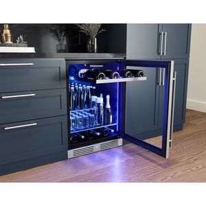 Zephyr Presrv Series 24 in. Built-In/Freestanding 5.6 cu. ft. Compact Beverage Center with Adjustable Shelves & Digital Control - Stainless Steel, , hires