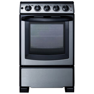 Summit White Pearl Series 20 in. 2.3 cu. ft. Oven Slide-In Electric Range with 4 Smoothtop Burners - Stainless Steel, , hires