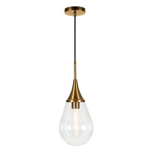 Hudson & Canal Ambrose 7.6 in. Pendant with Clear Glass - Brass, , hires