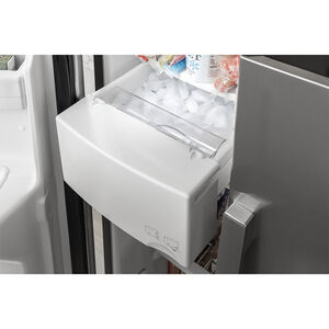 GE 36 in. 25.3 cu. ft. Side by Side Refrigerator with Ice & Water Dispenser - Fingerprint Resistant Slate, Slate, hires