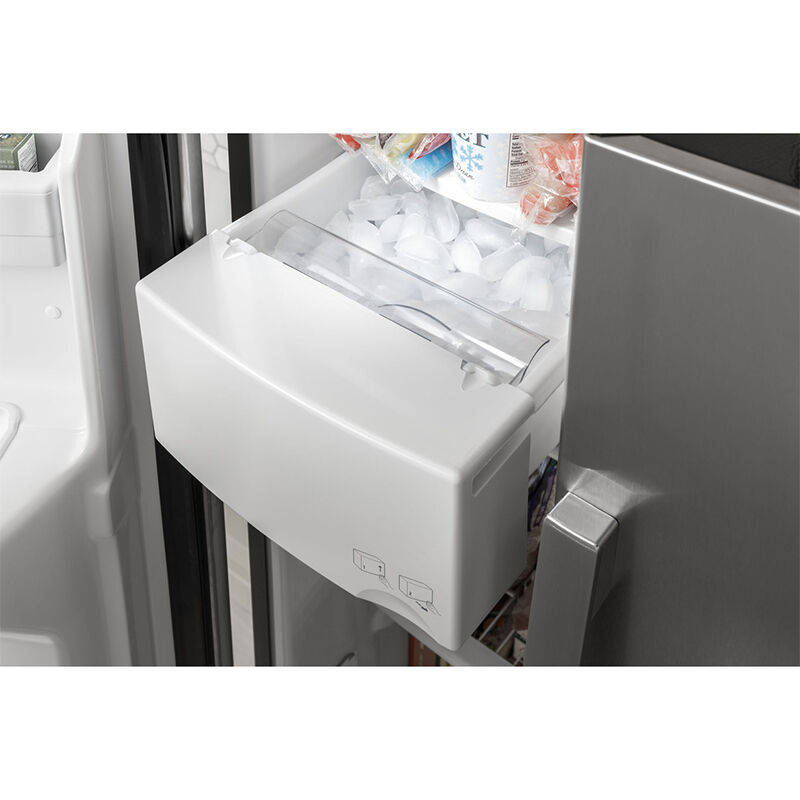 GE 36 in. 25.3 cu. ft. Side by Side Refrigerator with Ice & Water Dispenser - Fingerprint Resistant Slate, Slate, hires