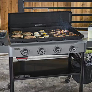 Weber 36 in. Rust-Resistant 4-Burner Liquid Propane Gas Flat Top Griddle with Side Tables & 756 sq. in. Cooking Surface - Black, , hires