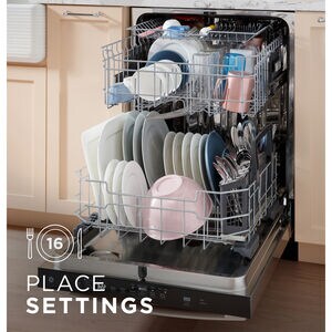GE 24 in. Top Control Flush-Mount Dishwasher with 45 dBa Sound Level, 3rd-Rack & Dry Boost - Black, Black, hires