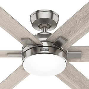 Hunter 52 in. Georgetown Energy Star HunterExpress Ceiling Fan with LED Light Kit & Handheld Remote - Brushed Nickel, , hires