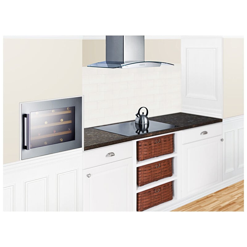 Summit 24 in. Undercounter Wine Cooler with Wood Racks, Single Temperature Zone & 28 Bottle Capacity - Stainless Steel, , hires