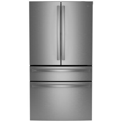 GE Profile 36 in. 28.7 cu. ft. Smart 4-Door French Door Refrigerator with Internal Water Dispenser - Fingerprint Resistant Stainless | PGD29BYTFS
