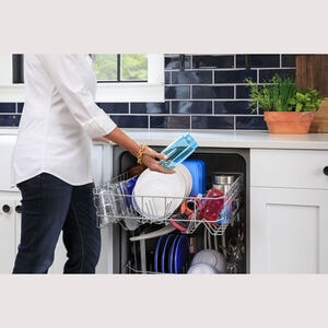 GE 24 in. Front Control Flush-Mount Dishwasher with 59 dBa Sound Level, Dry Boost & Pocket Handle - Black, Black, hires