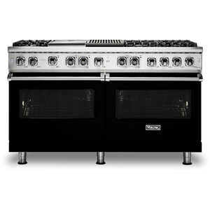 Viking 5 Series 60 in. 9.4 cu. ft. Convection Double Oven Freestanding Dual Fuel Range with 6 Sealed Burners, Grill & Griddle - Black, , hires