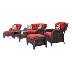 Hanover Strathmere 6-Piece Lounge Set - Crimson Red, , hires