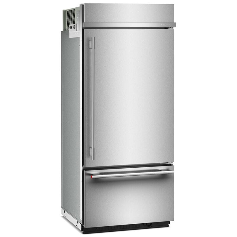 KitchenAid 36 in. 20.9 cu. ft. Built-In Counter Depth Bottom Freezer Refrigerator with Ice Maker - Stainless Steel with PrintShield Finish, , hires