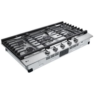 LG 36 in. 5-Burner Natural Gas Cooktop with Simmer Burner & Power Burner - Stainless Steel, Stainless Steel, hires