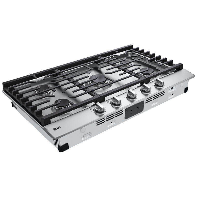 LG 36 in. 5-Burner Natural Gas Cooktop with Simmer Burner & Power Burner - Stainless Steel, Stainless Steel, hires