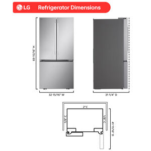 LG 33 in. 20.8 cu. ft. Smart Counter Depth French Door Refrigerator with Ice Maker - PrintProof Stainless Steel, , hires
