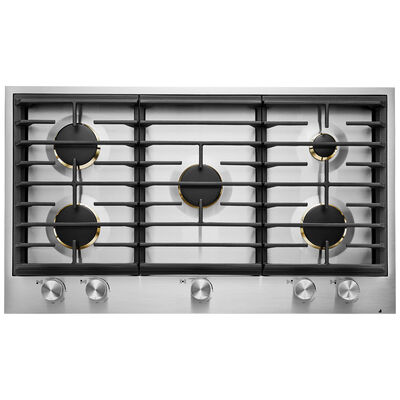 JennAir Euro-Style 36 in. 5-Burner Natural Gas Cooktop with Simmer Burner & Power Burner - Stainless Steel | JGC3536GS
