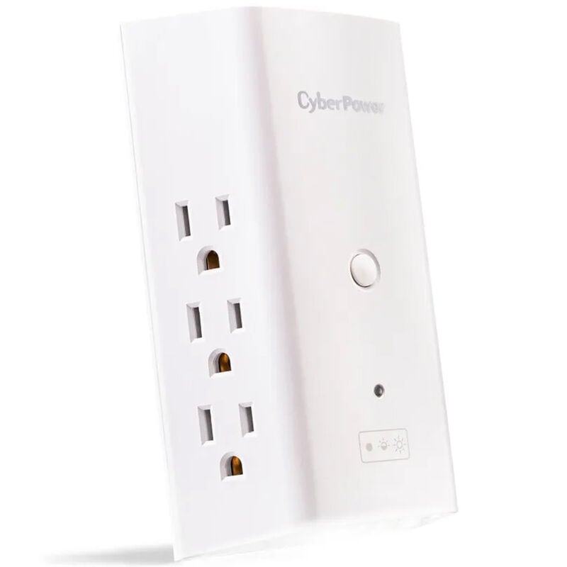 CyberPower 6 Outlet Wall Tap With USB and Night Light - White, , hires