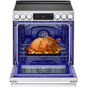 LG InstaView 30 in. 6.3 cu. ft. Smart Air-Fry True European Convection Slide-In Electric Range with 4 Induction Burners & 1 Radiant Burner - PrintProof Stainless Steel, , hires