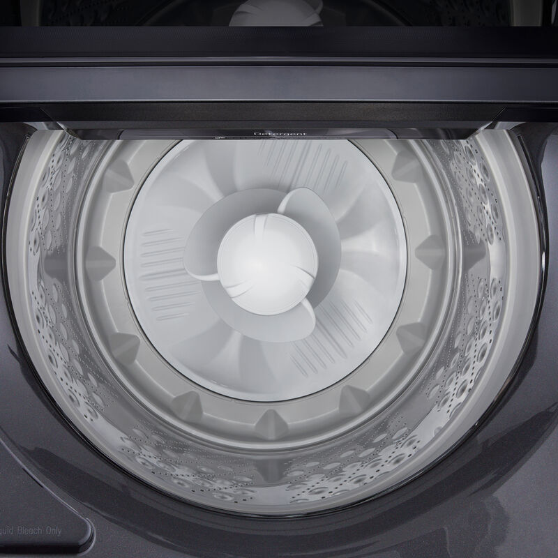 LG 27 in. 4.8 cu. ft. Smart Top Load Washer with 4-Way Agitator, EasyUnload & AI Sensing - Platinum Black, Platinum Black, hires