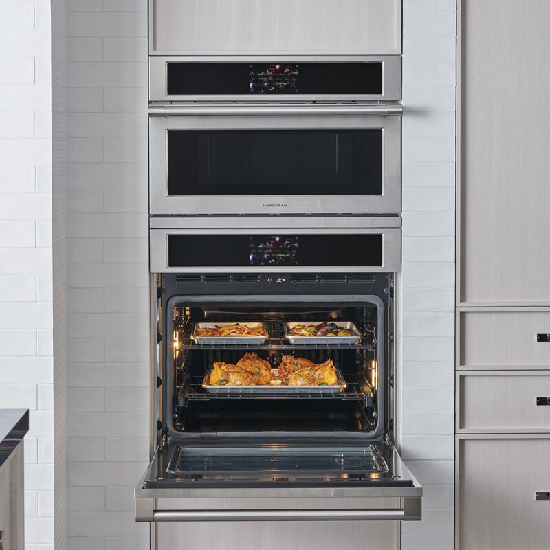 Monogram Statement Series 30 in. 5 cu. ft. Smart Speed Electric Single Wall Oven with True European Convection - Stainless Steel, , hires