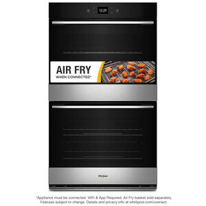 Whirlpool 30 in. 10 cu. ft. Smart Top Control Electric Double Wall Oven with Standard Convection - Fingerprint Resistant Stainless, , hires