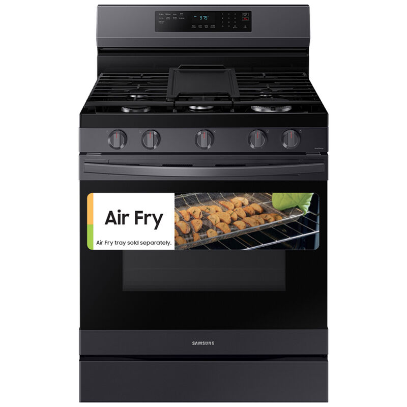 Samsung 30 in. 6.0 cu. ft. Smart Air Fry Convection Oven Freestanding Gas Range with 5 Sealed Burners & Griddle - Black Stainless, Black Stainless, hires