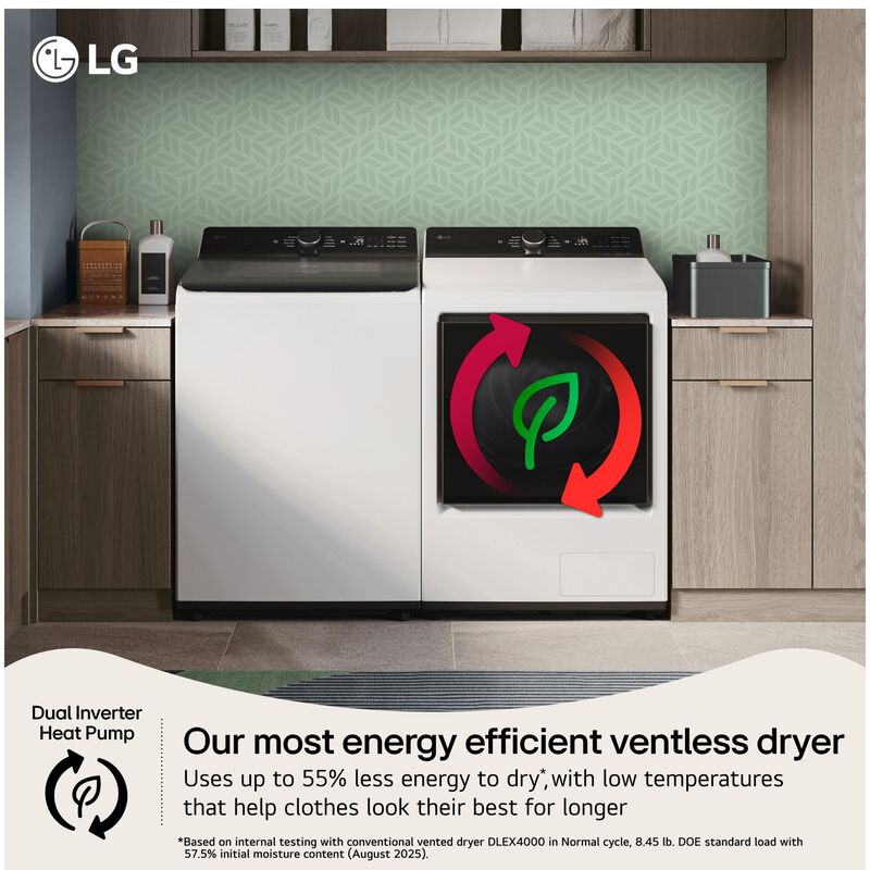 LG 27 in. 7.3 cu. ft. Smart Ventless Electric Dryer with Heat Pump & Sensor Dry - Alpine White, Alpine White, hires