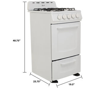 Avanti 20 in. 2.0 cu. ft. Oven Freestanding Gas Range with 4 Open Burners - White, , hires