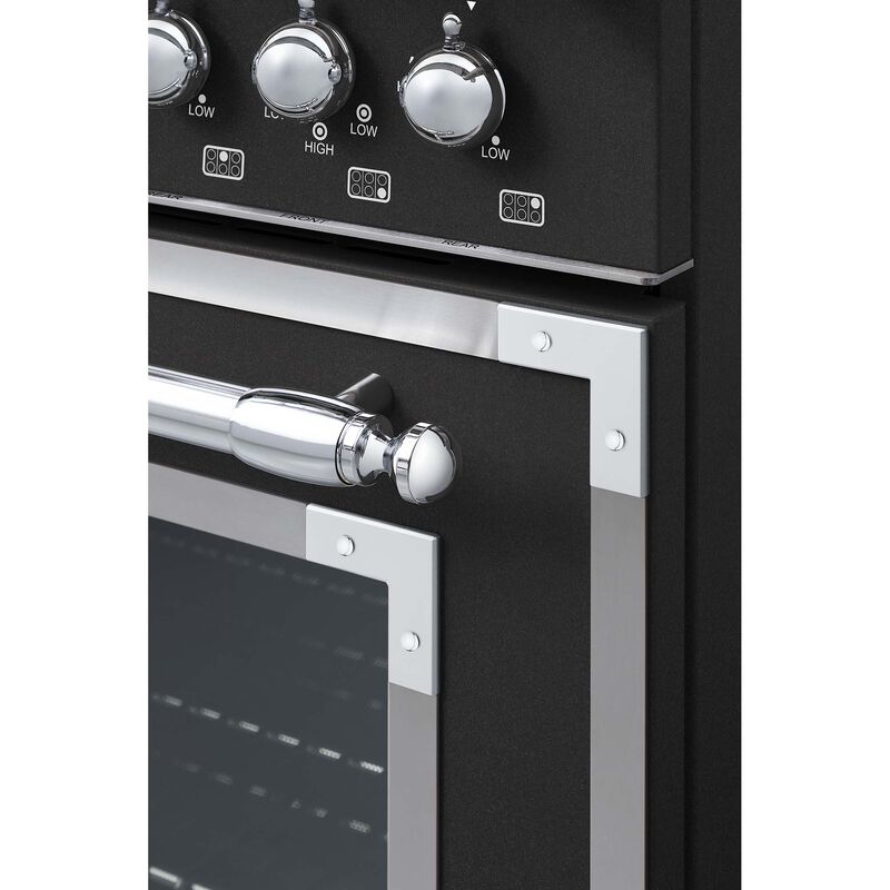 Bertazzoni Heritage Series 48 in. 4.7 cu. ft. Convection Double Oven Freestanding LP Gas Range with 6 Brass Burners & Griddle - Matte Black, , hires