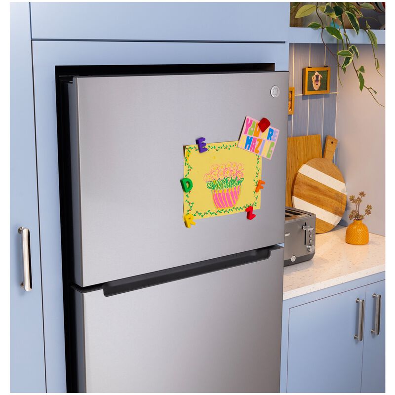 GE 30 in. 21.0 cu. ft. Garage-Ready Top Freezer Refrigerator - Fingerprint Resistant Stainless, Fingerprint Resistant Stainless, hires
