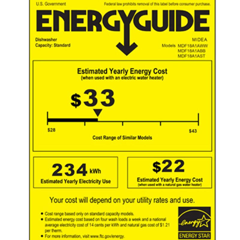 Midea 18 in. Front Control Dishwasher with 52 dBA Sound Level & Pocket Handle - Stainless Steel, , hires