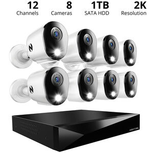 Night Owl - 12 Channel 8 Camera Wired 2K 1TB DVR Security System with 2-way Audio - White, , hires