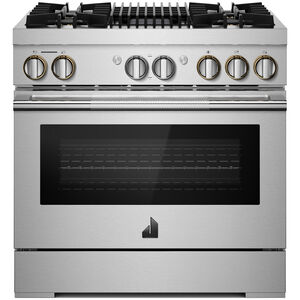 JennAir Rise Series 36 in. 5.1 cu. ft. Smart Convection Oven Freestanding Dual Fuel Range with 4 Sealed Burners & Grill - Stainless Steel, , hires