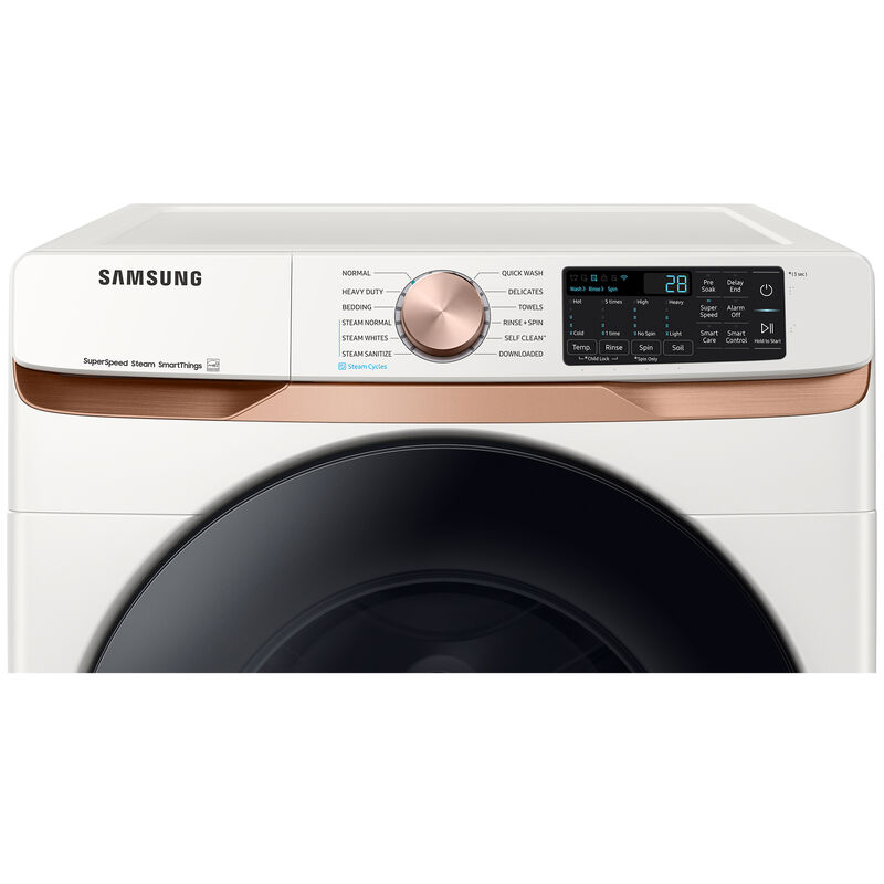 Samsung 27 in. 5.0 cu. ft. Smart Front Loading Washer with 23 Wash Programs, 9 Wash Options & Sanitize Cycle - Ivory, Ivory, hires