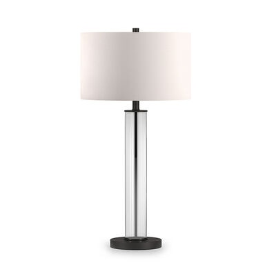 Hudson & Canal Harlow Bronzed and Smoke Glass Table Lamp - Black | TL0182