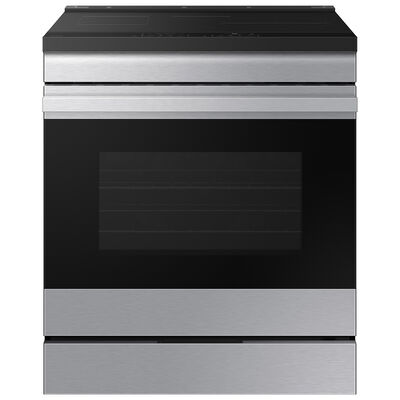 Samsung Bespoke 30 in. 6.3 cu. ft. Smart Air Fry Convection Oven Slide-In Electric Range with 4 Induction Zones - Stainless Steel | NSI6DG9500SR