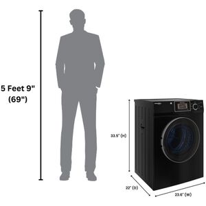 Equator Premium Compact 24 in. 3.1 cu. ft. Stackable Electric Dryer with Sensor Dry & Sanitize Cycle - Black, , hires