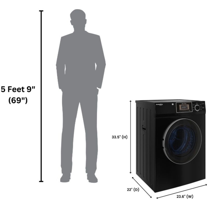 Equator Premium Compact 24 in. 3.1 cu. ft. Stackable Electric Dryer with Sensor Dry & Sanitize Cycle - Black, , hires