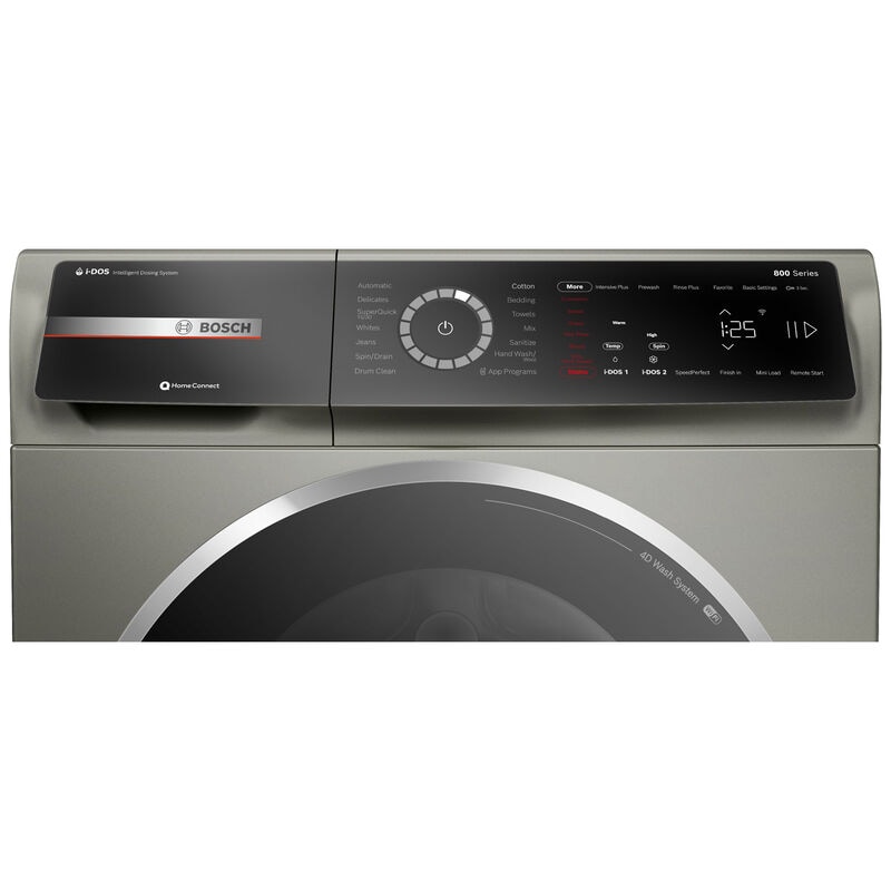 Bosch 800 Series 24 in. 2.4 cu. ft. Smart Stackable Front Load Washer with Sanitize Cycle - Pearl Steel, , hires